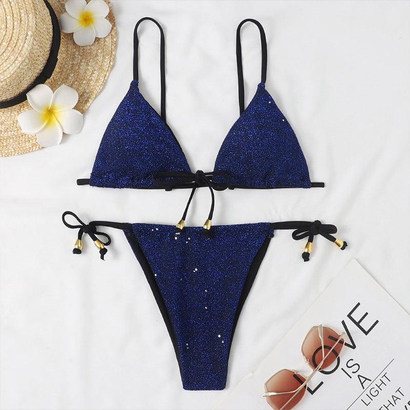 Bandage Thong Bodysuit Solid Two Pieces Swimsuit - Female Halter Brazilian Bikini Set High Waist Bathing Suit Women Swimwear (TB8D)(1U26)(F26) - Deals DejaVu