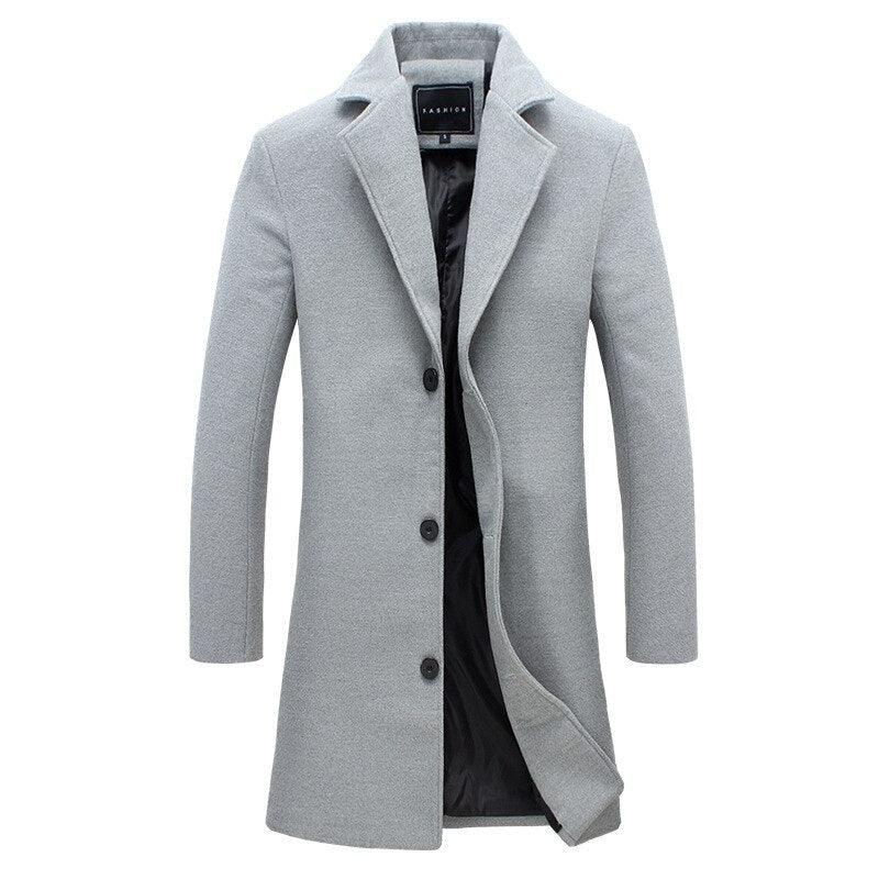 New Men Jacket Single Breasted Trench Coat - Solid Color Windbreakers Cardigan Jacket -Mens Overcoat chaquetas hombre (D100)(TM4)(CC1) - Deals DejaVu