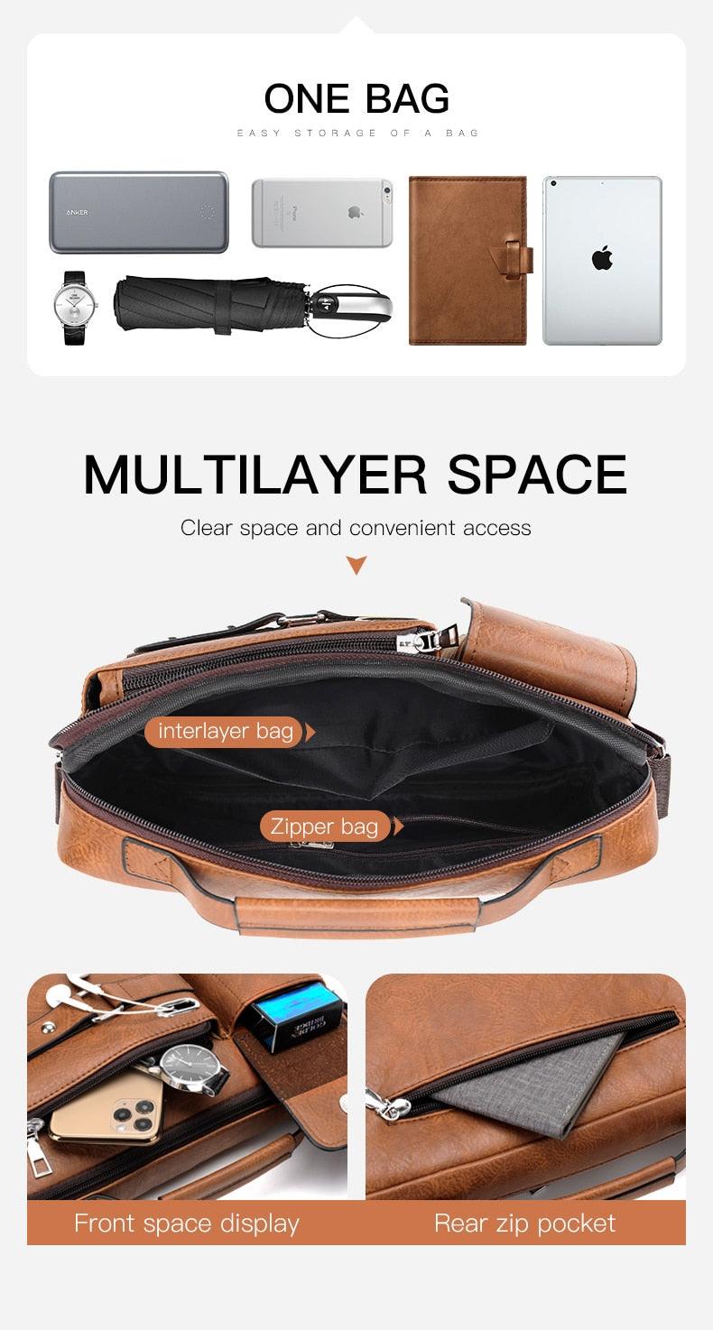 New Men Shoulder Bag Men Crossbody Bags - PU Leather Handbag - Men Messenger Bags Top handle Tote Bag for Male (3MA1)(LT4)(1U78) - Deals DejaVu