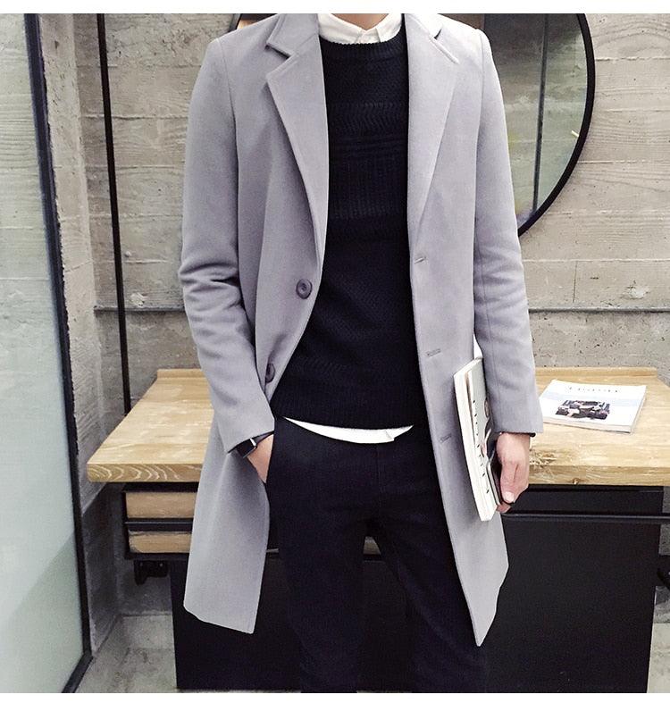 Men Autumn Winter Overcoats Wool Blends Business - Trench Long Jackets Leisure Overcoat Fit Male Solid Color 5XL (D100)(TM4)(CC1) - Deals DejaVu