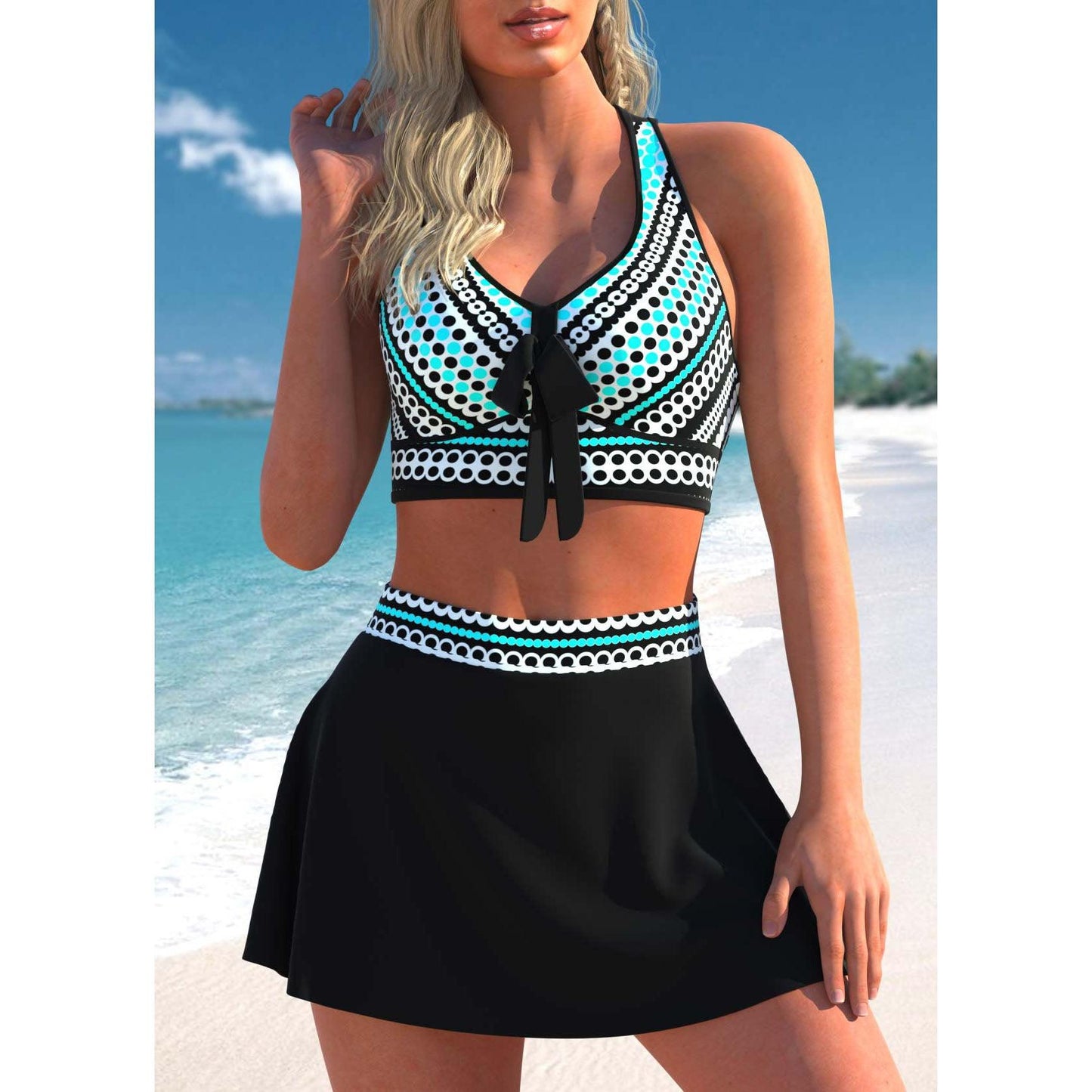 Women Sexy Monokini Swim dress - Loose Swimsuit Vintage Print Two Piece Set -Swimwear Female Bathing Suit Summer Beach Bikini Set (TB8D)(1U26)(F26) - Deals DejaVu