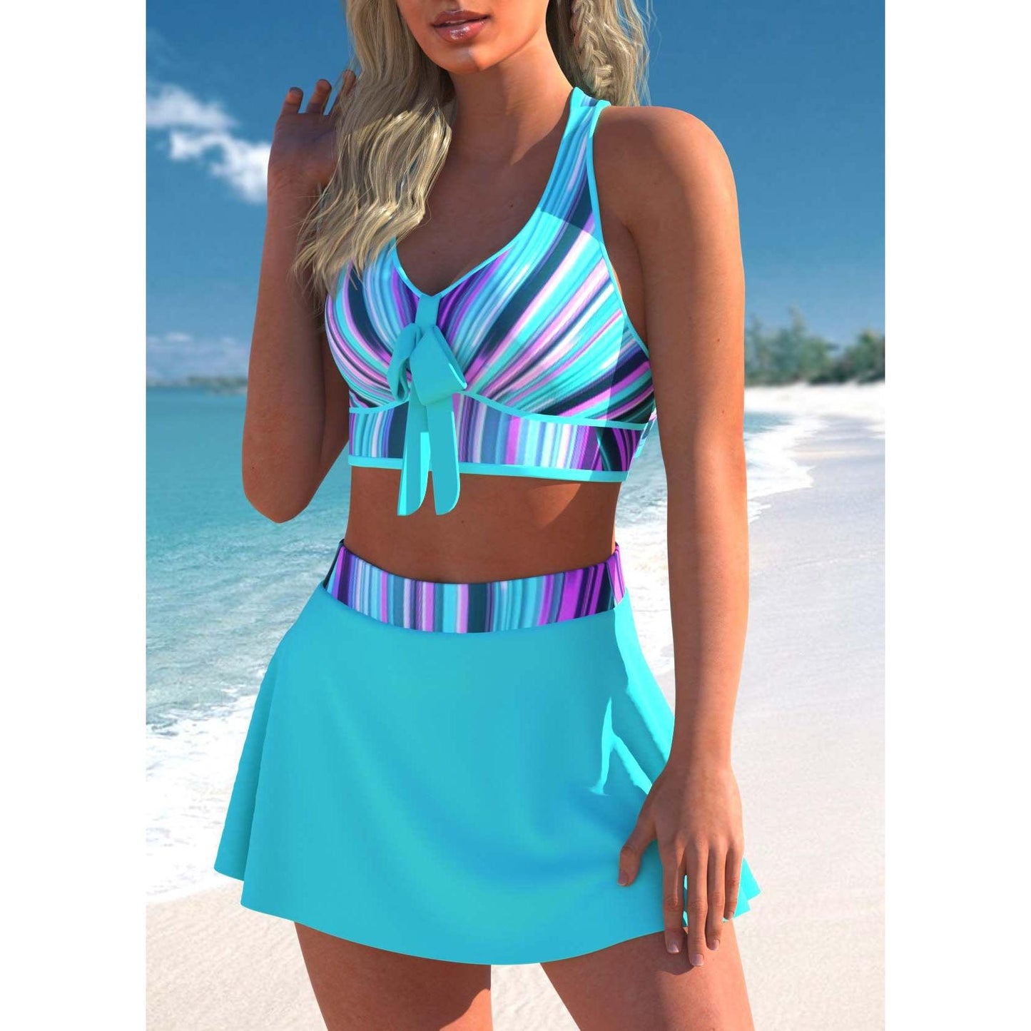 Women Sexy Monokini Swim dress - Loose Swimsuit Vintage Print Two Piece Set -Swimwear Female Bathing Suit Summer Beach Bikini Set (TB8D)(1U26)(F26) - Deals DejaVu
