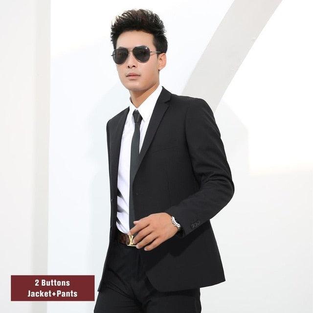 Men Suits - Slim Business Formal Casual Classic Suit - Wedding Groom Party Prom Suit (T1M)