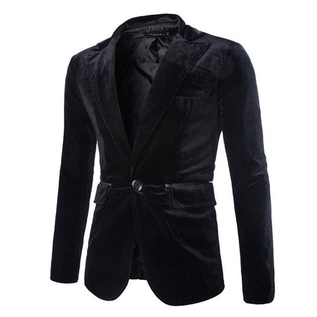 Shiny Velvet Blazer Jacket - Spring New Slim Fit Club Party Wedding Dress Blazers (T2M)(CC5)