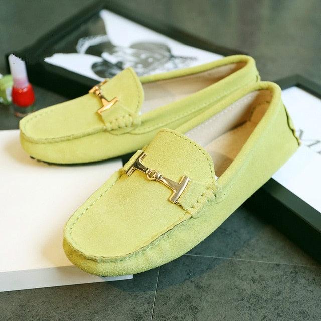 Trending Women's Genuine Leather Flat Shoes - Casual Loafers Slip On - Lady Driving Shoes (FS)(CD)(F40)(F42)
