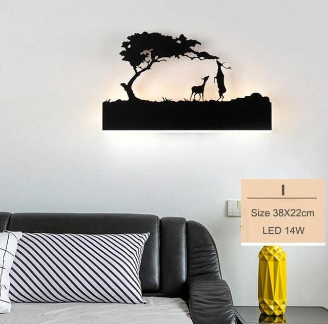 Simple art deco metal black wall lamp LED modern painted night light with 6 styles (LL6)(LL4)(LL5)(F58)