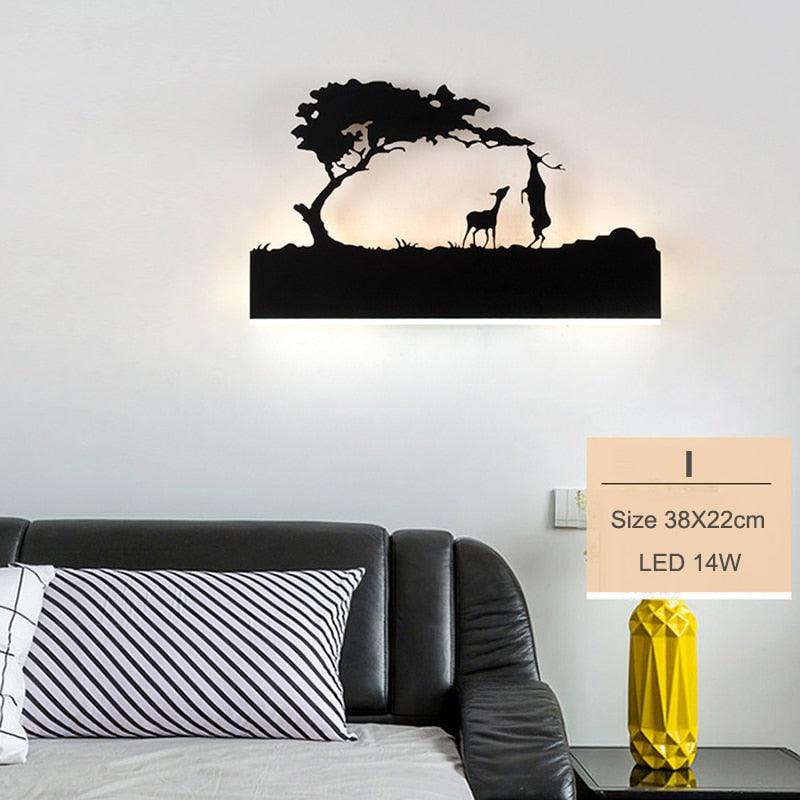 Simple art deco metal black wall lamp LED modern painted night light with 6 styles (LL6)(LL4)(LL5)(F58)