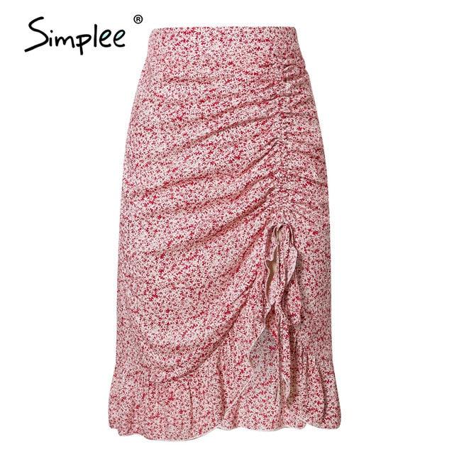 Amazing Women's Elegant Pleated Bow Midi Skirt - High Waist Casual Street Style Summer Skirt (BSK)