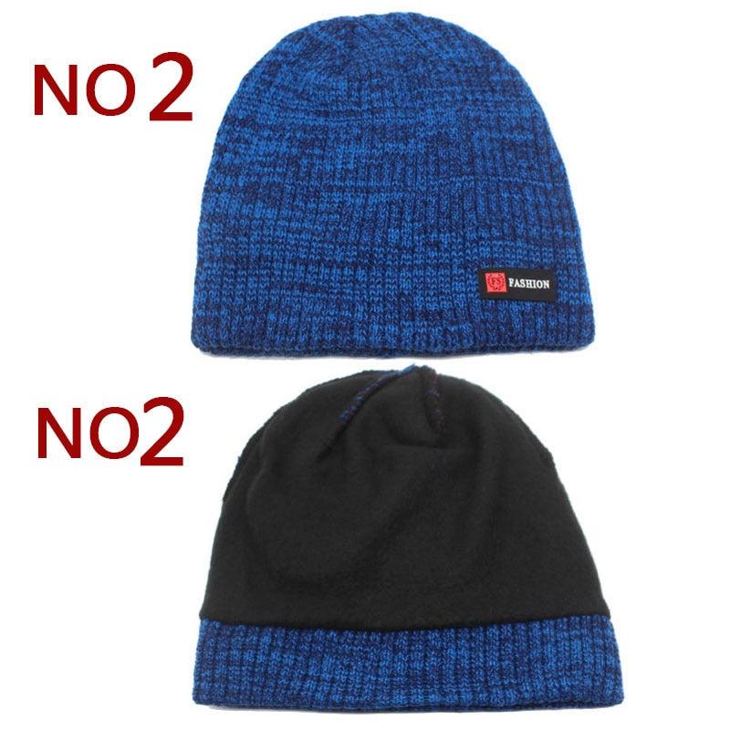 Knitted Winter Beanie Hat - Thick Warm Brimless Fur Bonnet Men's Cap (D17)(MA8)