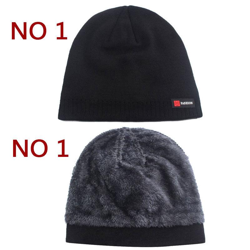 Knitted Winter Beanie Hat - Thick Warm Brimless Fur Bonnet Men's Cap (D17)(MA8)