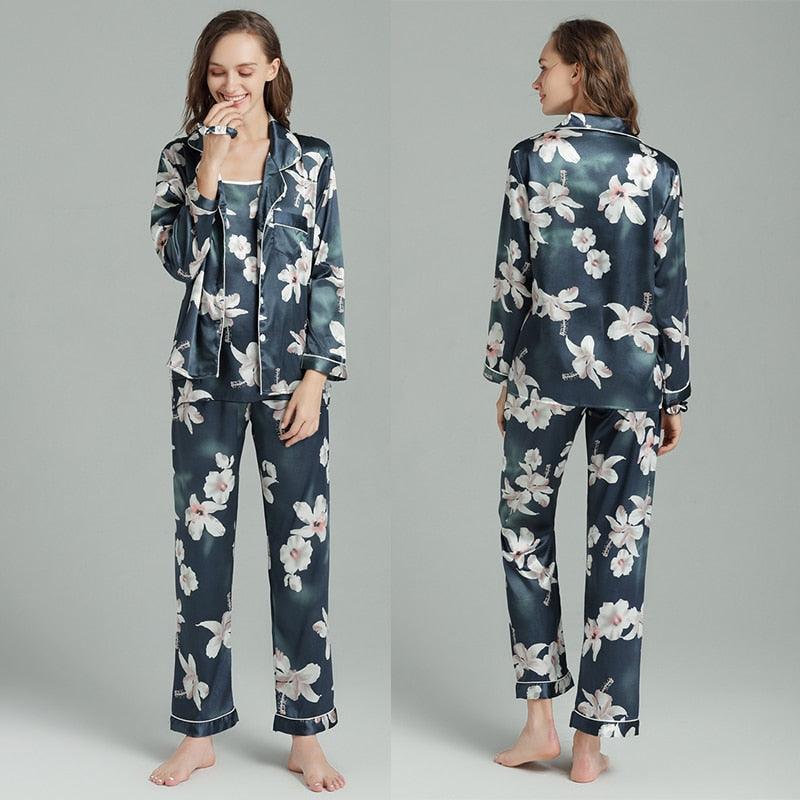 Beautiful Women's Sleepwear 2 & 7 Pieces Pajama Set - Spring Summer Sexy Silk Pajamas Sets (ZP1)(F90)