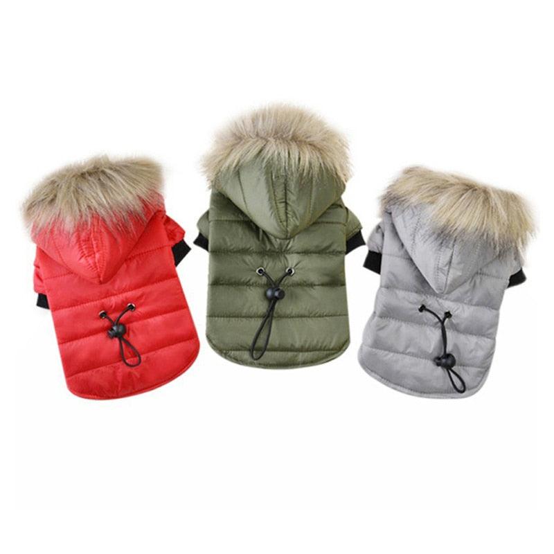 Small Dog Clothes - Winter Warm Pet Dog Jacket - Soft Fur Hooded Coat Puppy Clothing (2U69)