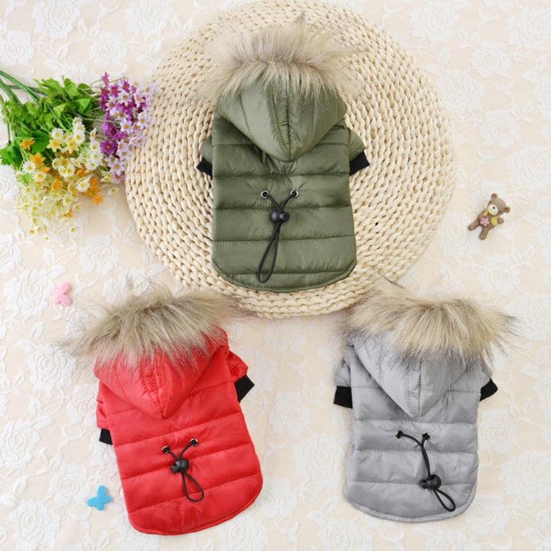 Small Dog Clothes - Winter Warm Pet Dog Jacket - Soft Fur Hooded Coat Puppy Clothing (2U69)