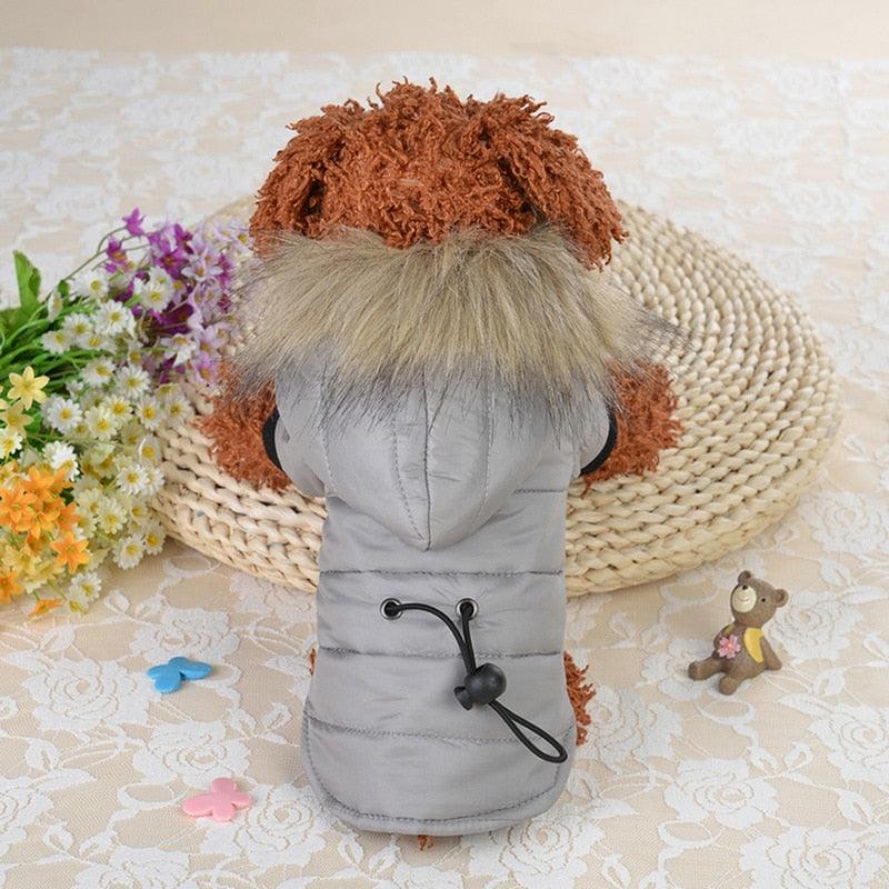 Small Dog Clothes - Winter Warm Pet Dog Jacket - Soft Fur Hooded Coat Puppy Clothing (2U69)