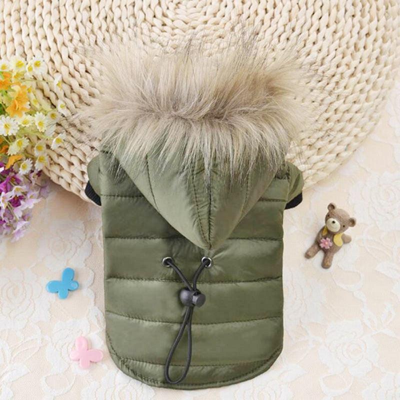 Small Dog Clothes - Winter Warm Pet Dog Jacket - Soft Fur Hooded Coat Puppy Clothing (2U69)