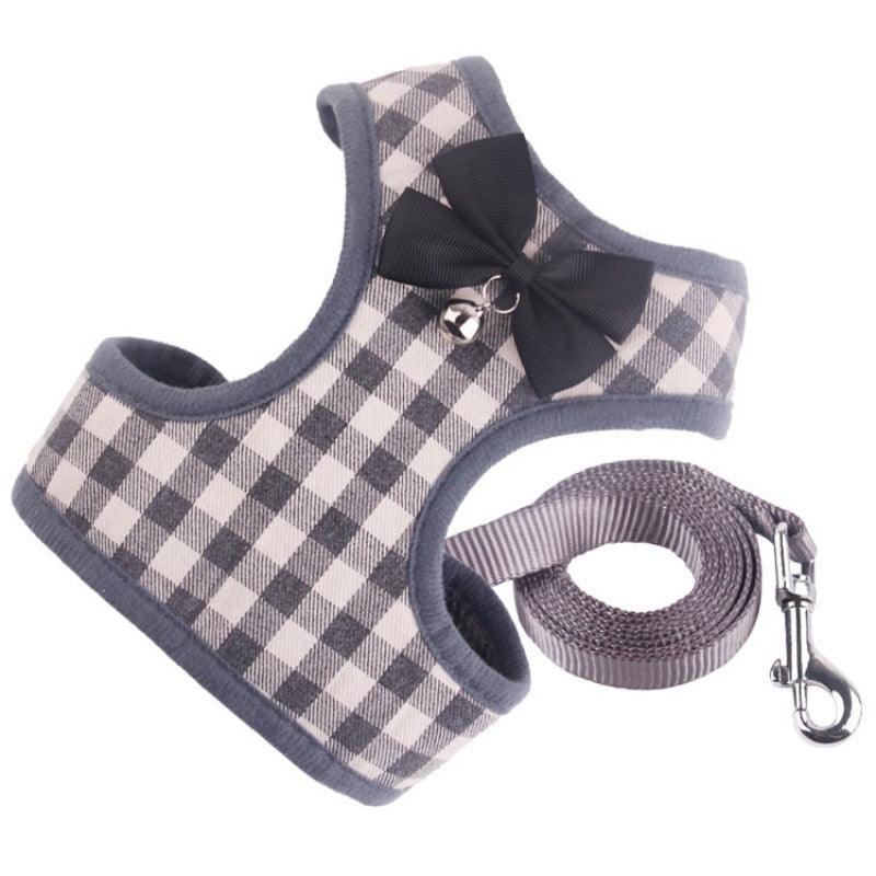 Small Dog Harness And Leash Set- Pet Cat Bowknot Vest Harness Mesh Padded Collar (2U70)