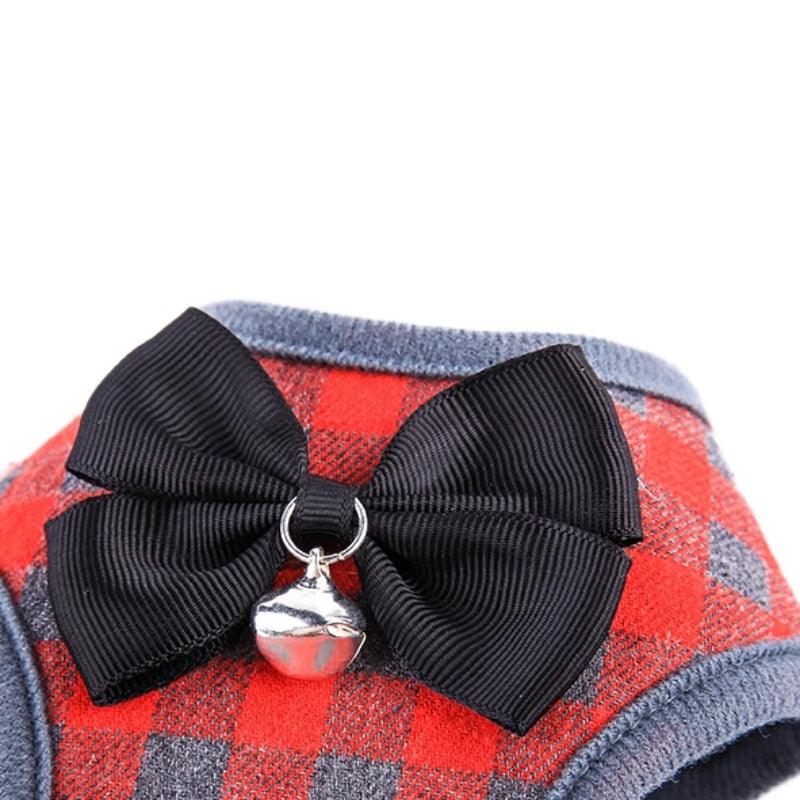 Small Dog Harness And Leash Set- Pet Cat Bowknot Vest Harness Mesh Padded Collar (2U70)