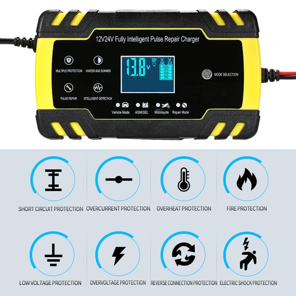 Smart 12V 8A 24V 4A Fully automatic Car Battery Charger Digital LCD Display Fast Charging (CT6)(3U60)
