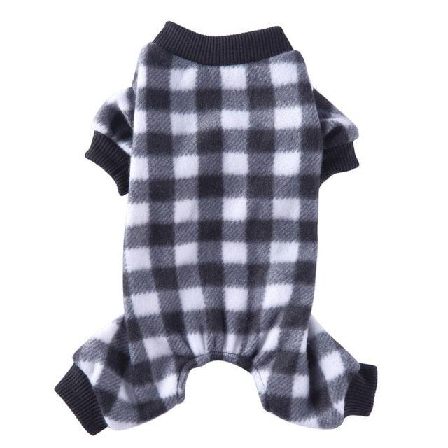 Soft Fleece Dog Clothes - Winter Dog Jumpsuit Clothing - Four Legs Warm Dog Coat Plaid Pajamas (2U69)
