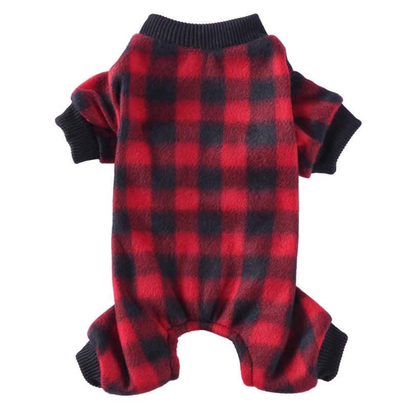 Soft Fleece Dog Clothes - Winter Dog Jumpsuit Clothing - Four Legs Warm Dog Coat Plaid Pajamas (2U69)