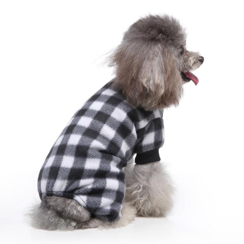 Soft Fleece Dog Clothes - Winter Dog Jumpsuit Clothing - Four Legs Warm Dog Coat Plaid Pajamas (2U69)
