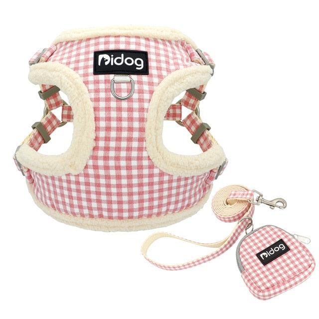 Soft Padded Pet Dog Harness Clothes - Printed No Pull Chihuahua Puppy Cat Harness Vest Leash (3W1)