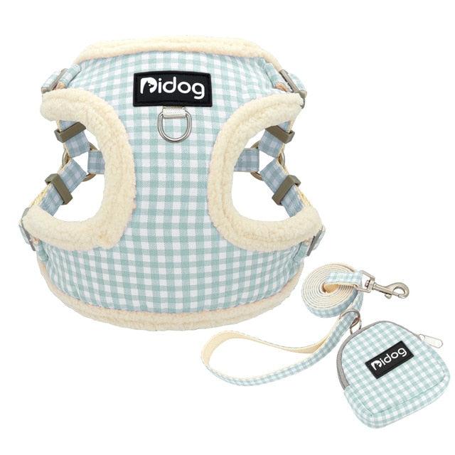 Soft Padded Pet Dog Harness Clothes - Printed No Pull Chihuahua Puppy Cat Harness Vest Leash (3W1)