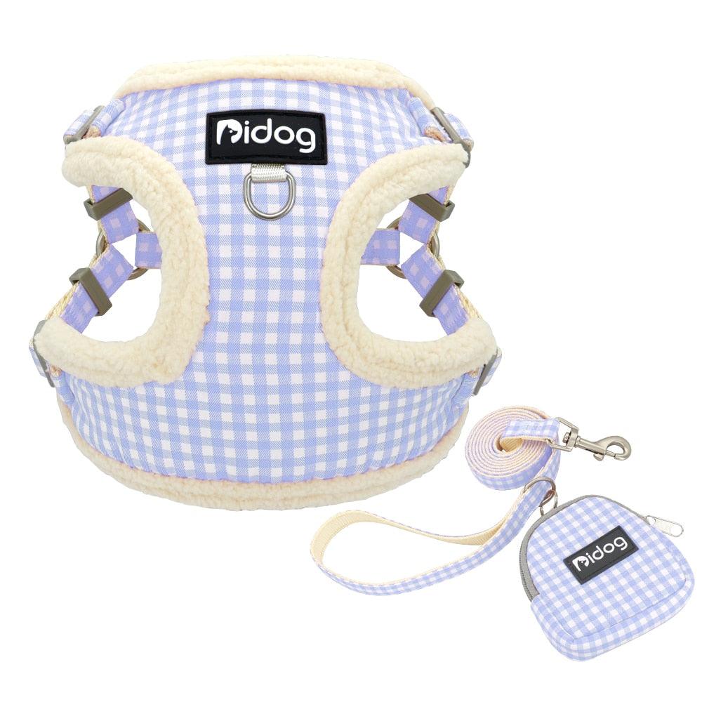 Soft Padded Pet Dog Harness Clothes - Printed No Pull Chihuahua Puppy Cat Harness Vest Leash (3W1)