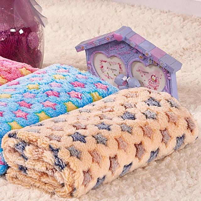 Great Soft Pet Dog Blanket - Flannel Cotton Stars Print Washable Pet Mat - Warm Sleeping Beds (1U74)