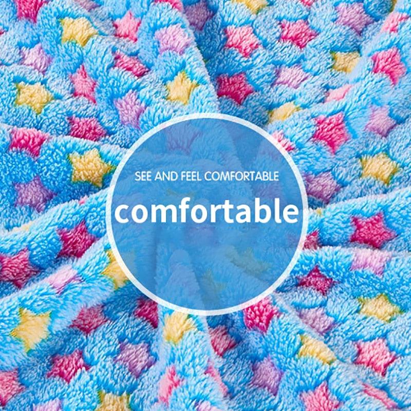 Great Soft Pet Dog Blanket - Flannel Cotton Stars Print Washable Pet Mat - Warm Sleeping Beds (1U74)