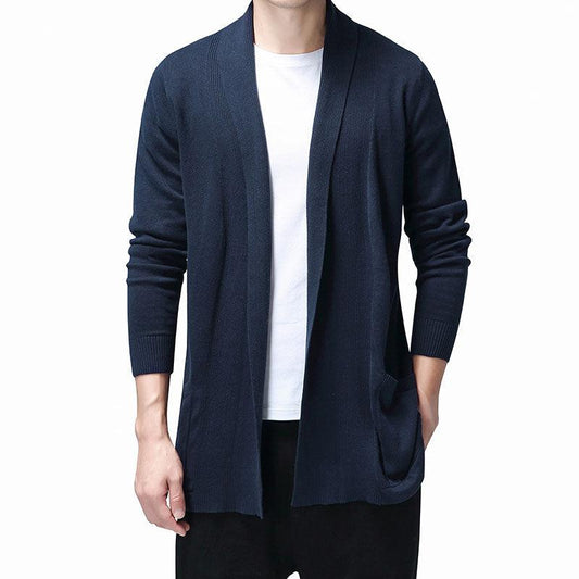 Great Solid Cardigan - Men Casual Knitted Cotton Sweater - Long Style Men's Sweaters (TM6)(T5G)(F100)