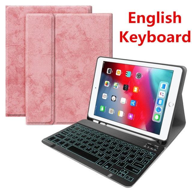 English Spanish Russian Backlit Keyboard Case - for iPad 7th 10.2 2019 Air 3 10.5 Pro 11 2020 9.7 2018 Cover (TLC3)(F47)