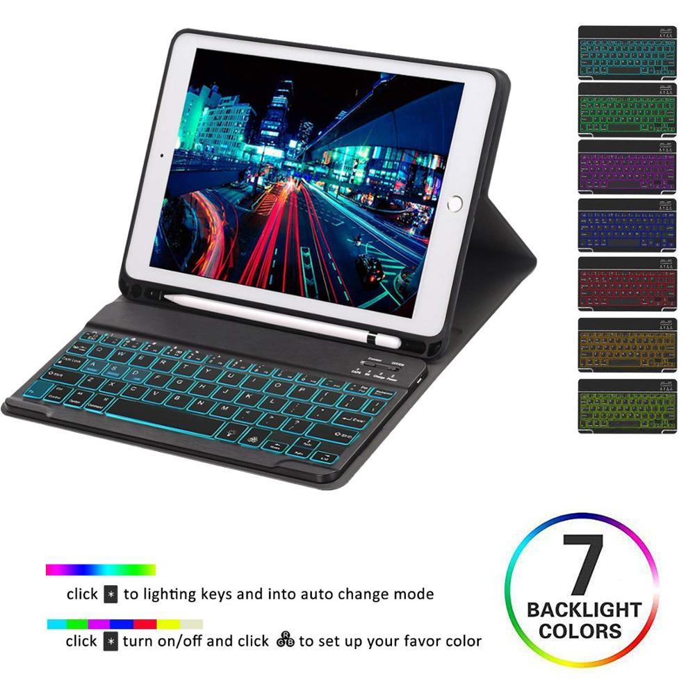 English Spanish Russian Backlit Keyboard Case - for iPad 7th 10.2 2019 Air 3 10.5 Pro 11 2020 9.7 2018 Cover (TLC3)(F47)