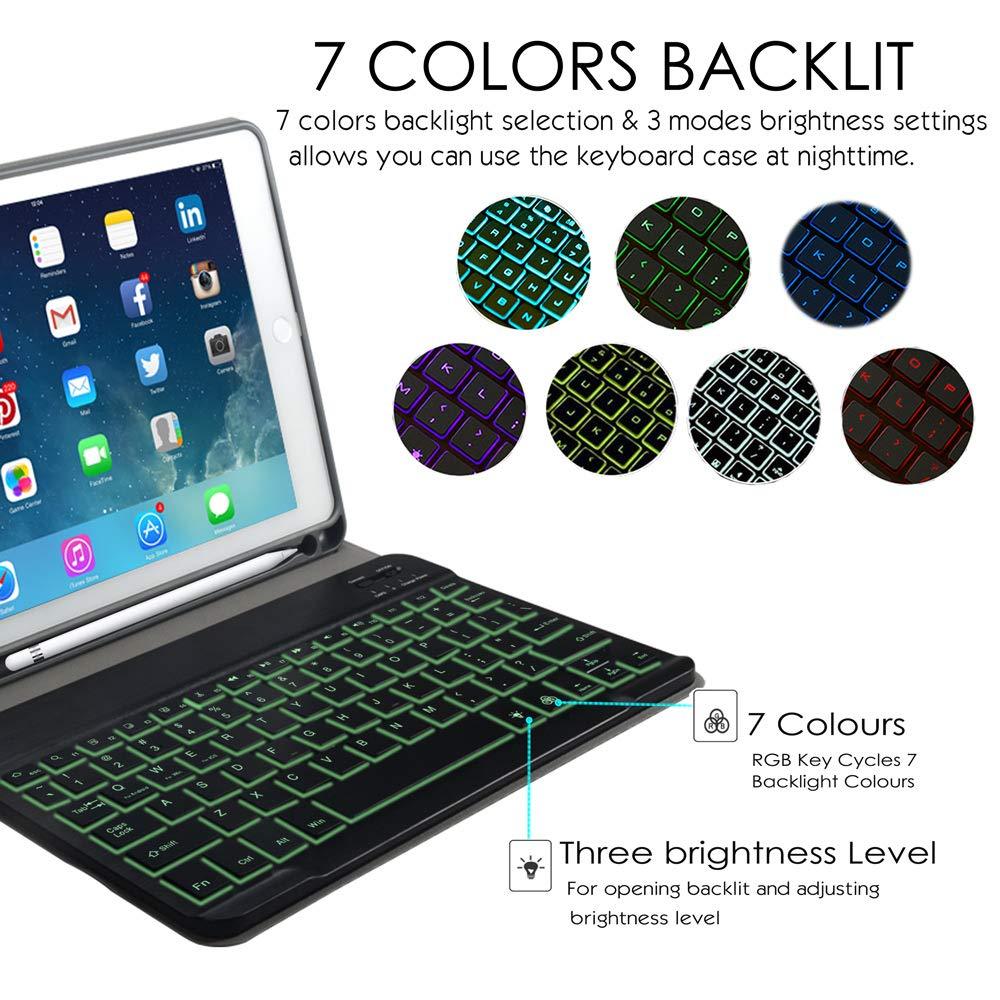 English Spanish Russian Backlit Keyboard Case - for iPad 7th 10.2 2019 Air 3 10.5 Pro 11 2020 9.7 2018 Cover (TLC3)(F47)
