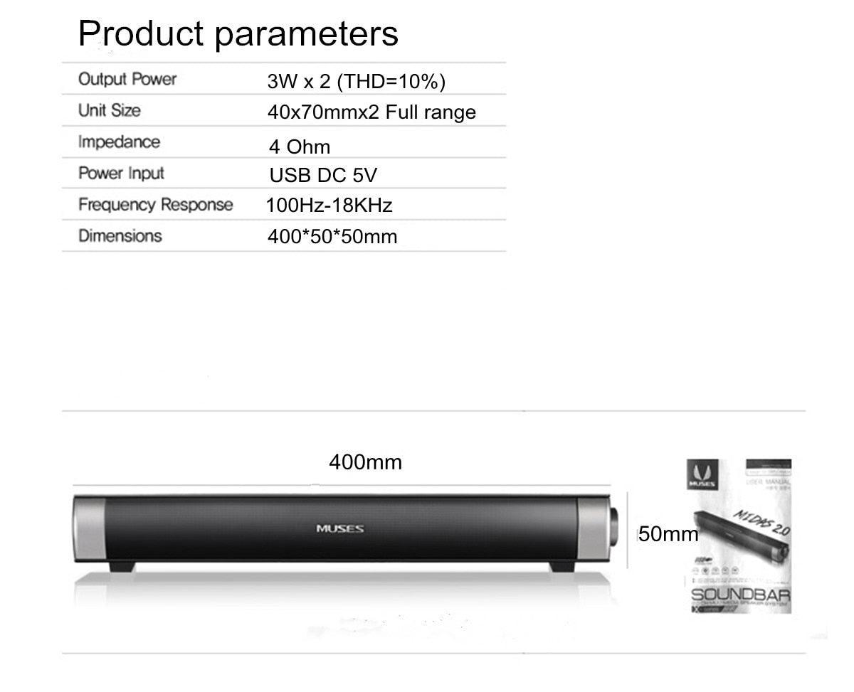 Wired Soundbar Speaker HIFI Bass Stereo Sound Bar with USB AUX Mic (HA5)(HA2)(1U57)