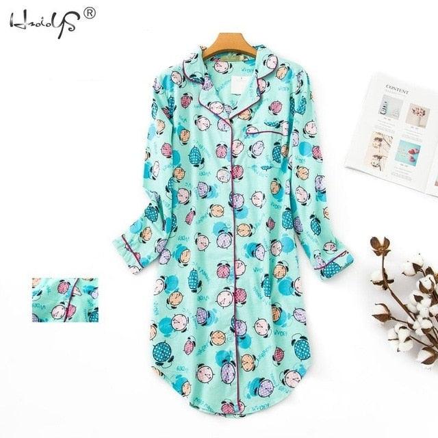 Wonderful Spring Casual Women's Cotton Long Sleeve Nightgown- Oversize Sleep Shirt 100% cotton (D90)(ZP2)