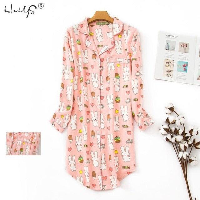 Wonderful Spring Casual Women's Cotton Long Sleeve Nightgown- Oversize Sleep Shirt 100% cotton (D90)(ZP2)
