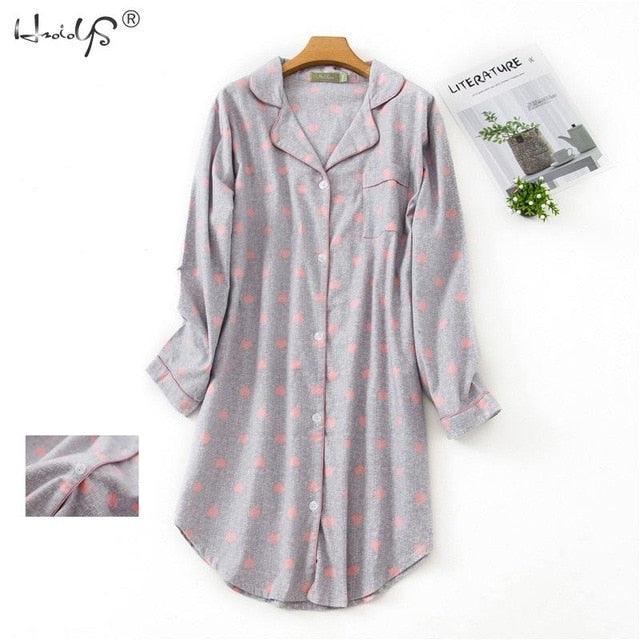 Wonderful Spring Casual Women's Cotton Long Sleeve Nightgown- Oversize Sleep Shirt 100% cotton (D90)(ZP2)