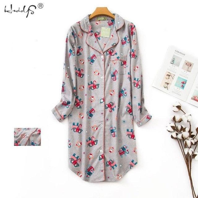 Wonderful Spring Casual Women's Cotton Long Sleeve Nightgown- Oversize Sleep Shirt 100% cotton (D90)(ZP2)