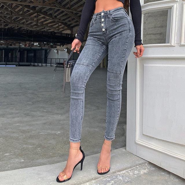 Spring / Summer Trending New Jeans - Women's High Waist Stretch Hip Slim Fit Skinny Pencil Pants (D21)(TB6)