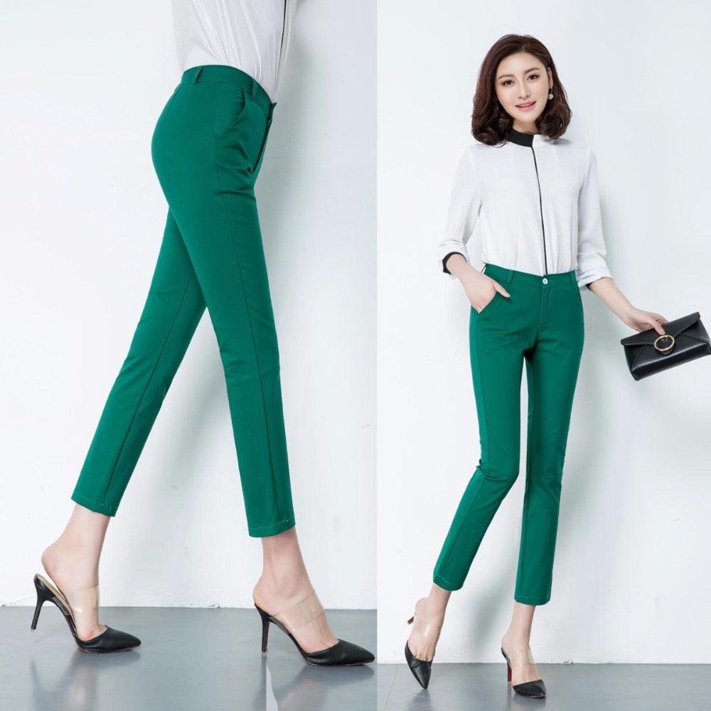 Women's Casual Candy Pencil Pants - New Fashion Elastic Cotton Women Trousers - 20 Color - Plus Size Pants (BP)(F25)