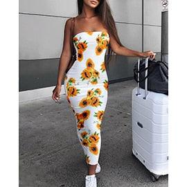 Gorgeous Summer Women's Off Shoulder Sexy Ladies Dress - Fashion Women's Sunflower Tight Dress (BWD)(WS06)(F30)