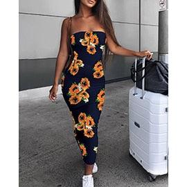 Gorgeous Summer Women's Off Shoulder Sexy Ladies Dress - Fashion Women's Sunflower Tight Dress (BWD)(WS06)(F30)