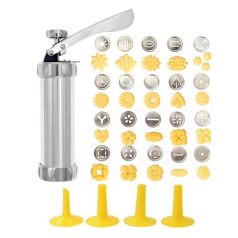 Stainless Steel Cookie Press Machine - Biscuit Cake Decorating Tools Maker With 4 Nozzles 20 Cookie Molds (AK3)(AK2)
