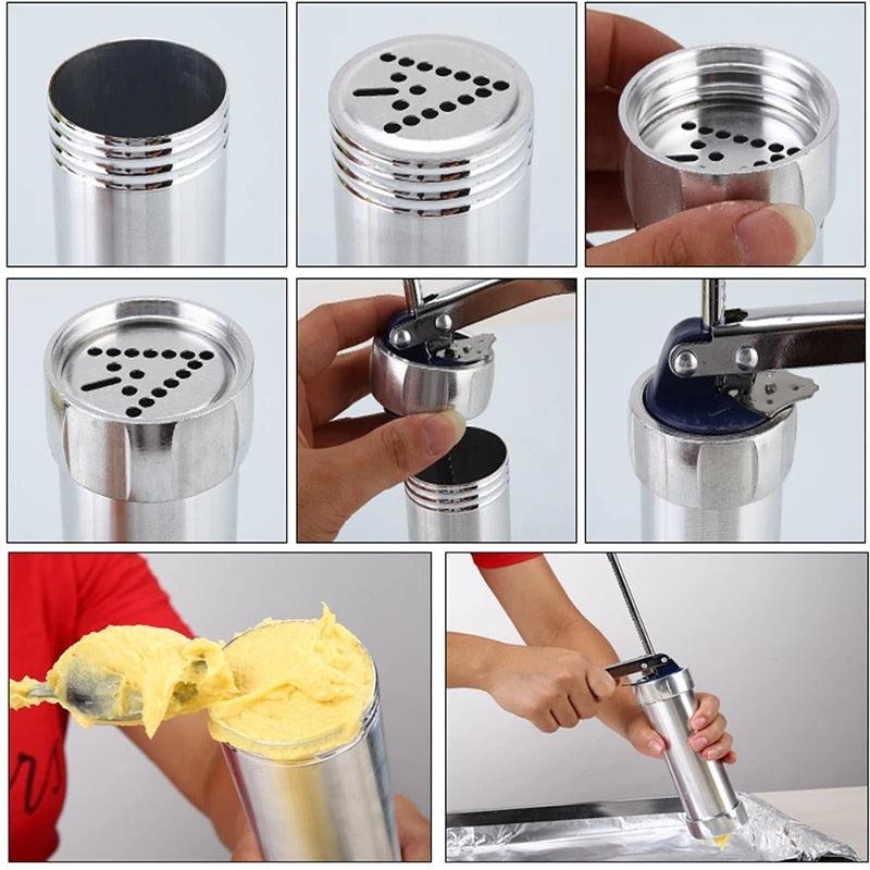 Stainless Steel Cookie Press Machine - Biscuit Cake Decorating Tools Maker With 4 Nozzles 20 Cookie Molds (AK3)(AK2)
