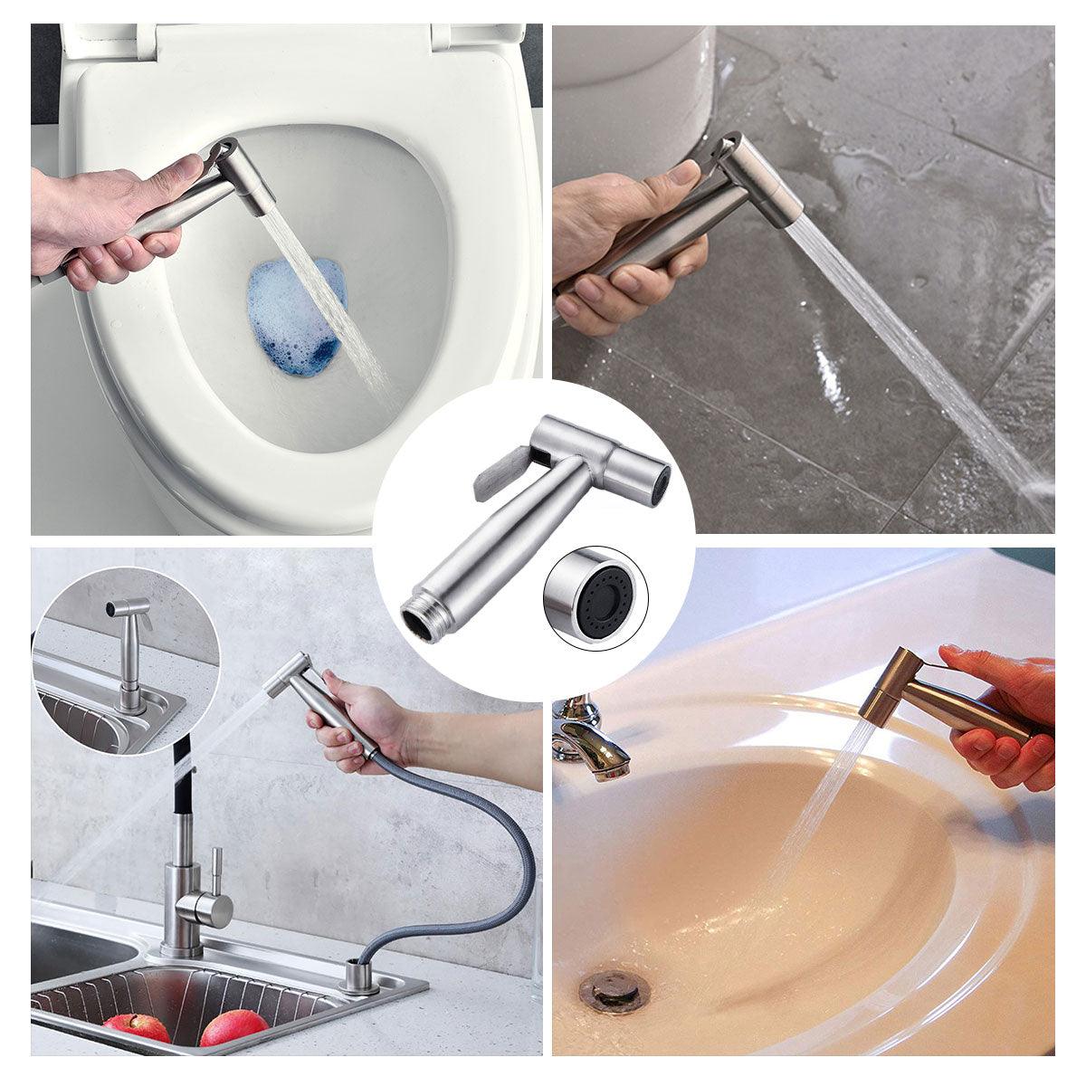 Stainless Steel Handheld Shower Douche Bidet Sprayer - Portable Shower Head Toilet Adapter High Pressure (B&3)(1U65)(F65)