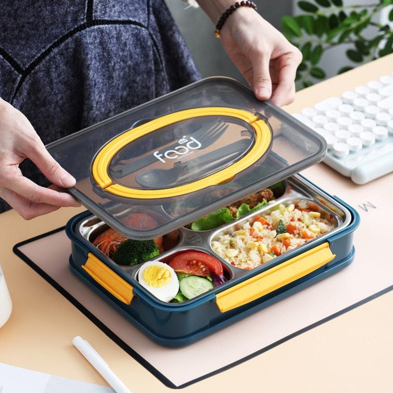 Stainless Steel Insulated Lunch Box - student School Compartment Lunch Box Tableware (2AK1)(F61)