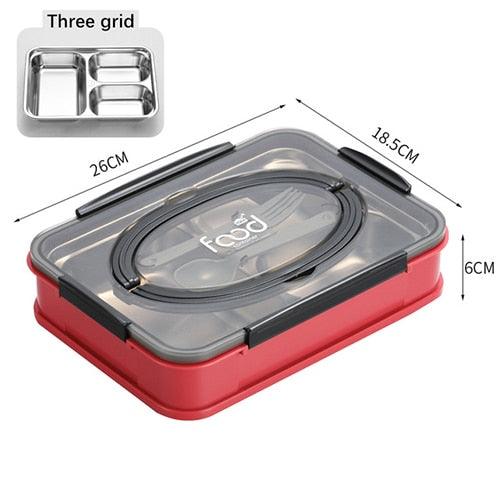 Stainless Steel Insulated Lunch Box - student School Compartment Lunch Box Tableware (2AK1)(F61)