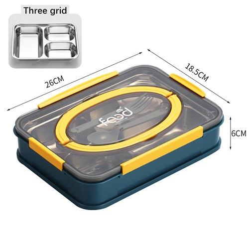 Stainless Steel Insulated Lunch Box - student School Compartment Lunch Box Tableware (2AK1)(F61)
