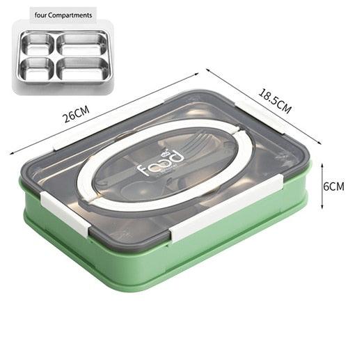 Stainless Steel Insulated Lunch Box - student School Compartment Lunch Box Tableware (2AK1)(F61)